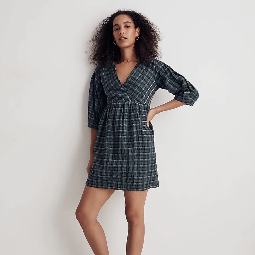 Madewell Plaid Green Dress